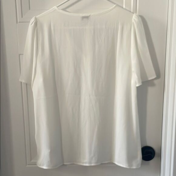 J. Crew Factory White Flutter Sleeve V-neck Blouse Relaxed Fit - Picture 4 of 5